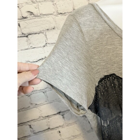 Andrea Missy Top Shirt Gray/Blue Lacy Raw Hem Med - Picture 6 of 8